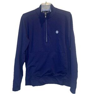 B Draddy Mens Blue 1/4 Zip Performance Pima Cotton Blend Logo Pullover Sz M